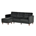 Modern Mid-Century Reversible L-Shaped Sectional Sleeper Sofa in Black Velvet