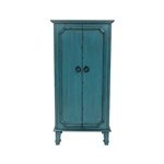 Vintage Turquoise Hand Painted Jewelry Armoire with Antique Drawer Pulls