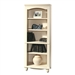 Elegant Display Shelf Bookcase with 5 Shelves in Antiqued White Wood Finish