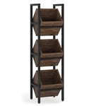 Rustic FarmHome Industrial 3 Bin 36 Bottle Wine Storage Stand