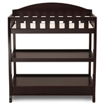 Modern Dark Brown Wooden Baby Changing Table with Safety Rail Pad and Strap
