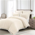 Full/Queen French Country Ivory 5-Piece Lightweight Comforter Set w/ Lace Trim