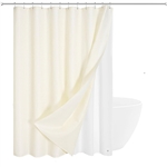 72"W x 84"H Ivory Waffle Textured Shower Curtain Set with Liner