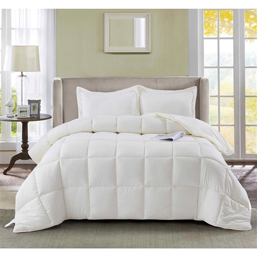 Queen Size Off White 3 Piece Microfiber Reversible Comforter Set