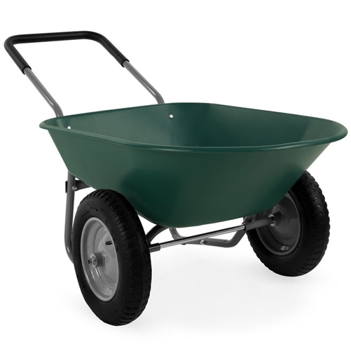 Heavy Duty Dual Wheel Multipurpose Rust Proof Wheelbarrow - Green