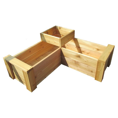 Cedar Multi-Level L-Shaped Planter