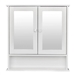 2-Door Wall Mounted Bathroom Medicine Cabinet with Mirror in White