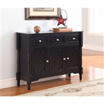 Solid Wood Black Finish Sideboard Console Table with Storage Drawres