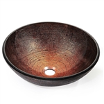 Modern 16.5 inch Round Copper Color Glass Vessel Sink