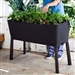 Modern Dark Brown Resin Wicker Raised Garden Bed Planter with Water Indicator