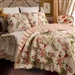 King size 3-Piece Cotton Quilt Set in Pink Beige Floral Butterflies