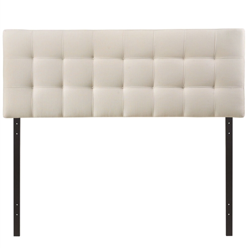 King size Off-White Ivory Fabric Button-Tufted Upholstered Headboard