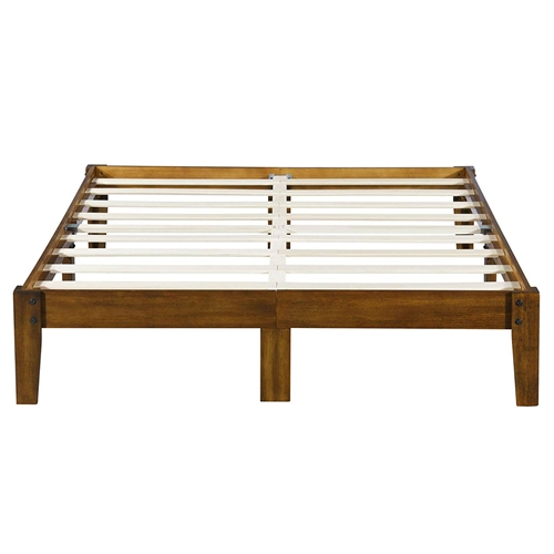 King size Solid Wood Platform Bed Frame in Brown Natural Finish