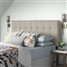 King Button-Tufted Headboard in Light Grey Beige Taupe Upholstered Fabric