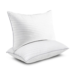 Set of 2 Machine Washable Down Alternative Bed Pillow with Cotton Cover - King