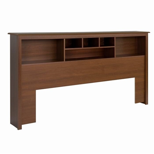 King size Bookcase Headboard with Adjustable Shelf in Cherry Finish