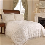 King size 100% Cotton Chenille Bedspread in Ivory with 2 Standard size Pillow Shams