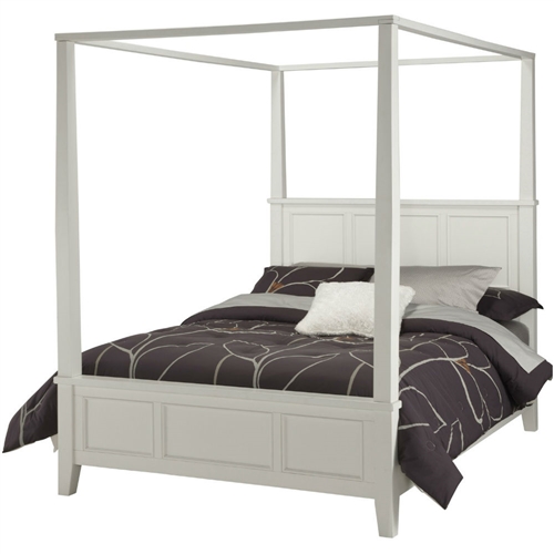 King size Contemporary Canopy Bed in White Wood Finish