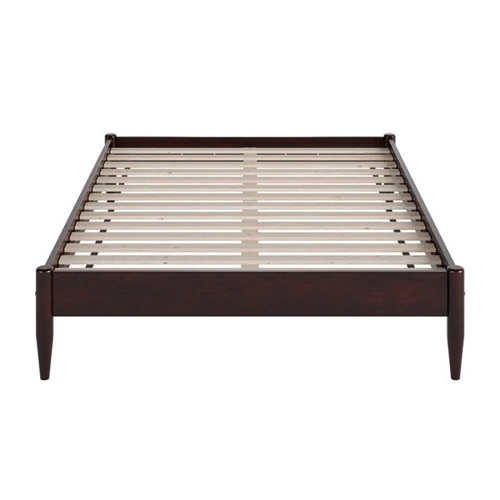 King Size Solid Hardwood Victorian Style Espresso Platform Bed