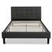 King size Dark Grey Upholstered Platform Bed with Headboard