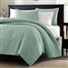 King size Seafoam Green Blue Coverlet Set with Quilted Floral Pattern