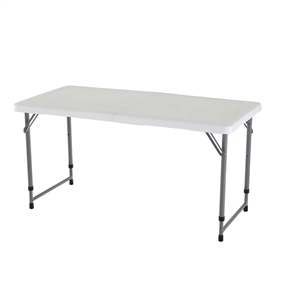 Adjustable Height White HDPE Plastic Folding Table with Powder Coated Steel Frame