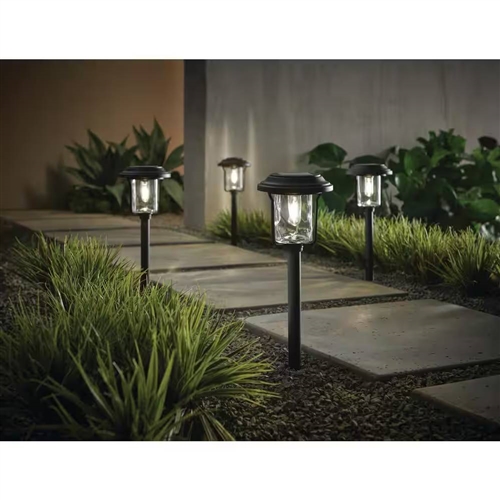 4 Pack - Solar LED Light Set - Outdoor Path Lighting in Black