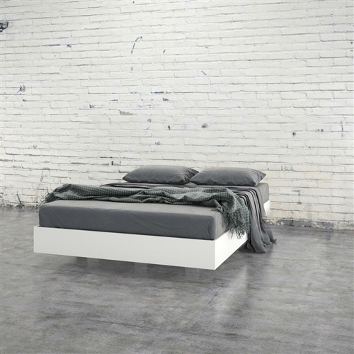 Modern Floating Style Platform Bed in Full Size White Finish