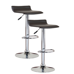 Set of 2 Modern Swivel Bar Stools in Black and Chrome