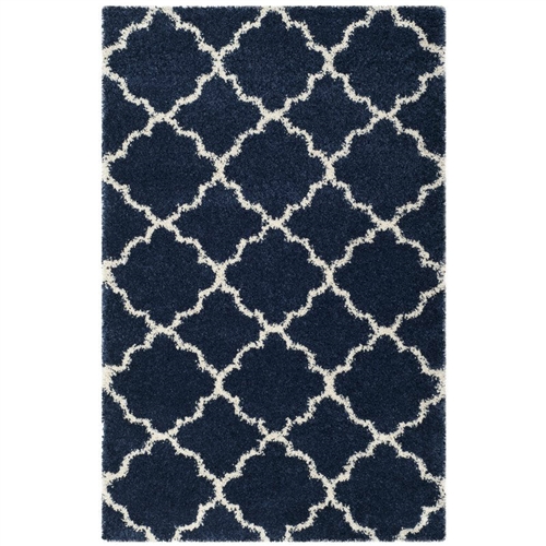 5'1" x 7'6" Shag Extra Plush Geometric Indoor Blue/Beige Area Rug