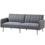 Modern Mid-Century Light Gray Linen-touch Polyester Futon Sleeper Sofa Bed