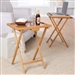 Set of 2 Bamboo Wood TV Table Snack Coffee Tables in Natural