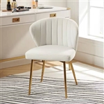 Ivory White Velvet Upholstered Wingback Accent Side Chair with Gold Metal Legs