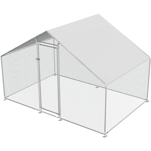 9.8 Ft x 6.5 Ft Outdoor Metal Walk-in Chicken Coop Cage with Waterproof Cover