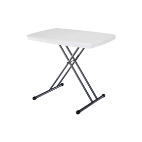 Adjustable Height White Plastic Top Folding Table with Sturdy Steel Metal Legs