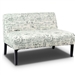 Modern Loveseat Sofa with Off-White Cursive Pattern Upholstery and Black Wood Legs