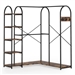 Corner L-Shaped Garment Rack with Clothing Hanging Rods and Storage Shelves