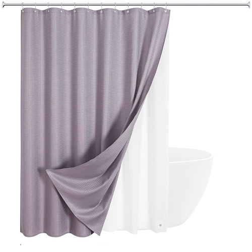 72"W x 72"H Lavender Waffle Textured 3 in 1 Shower Curtain Set