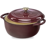 6 Quart Large Maroon Enamel Cast-Iron Dutch Oven Kitchen Cookware