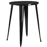 Modern 30-inch Outdoor Round Metal Cafe Bar Patio Table in Black