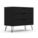 Modern Scandinavian Style Bedroom 3-Drawer Dresser in Black Wood Finish