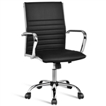 Black Faux Leather High Back Modern Classic Office Chair with Armrests