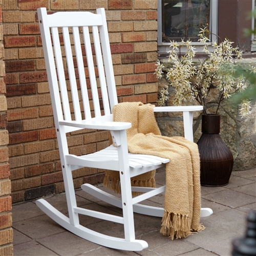 Indoor/Outdoor White Slat Rocking Chair