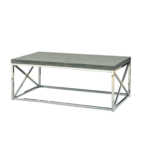 Modern Coffee Table with Chrome Metal Frame and Dark Tape Wood Top