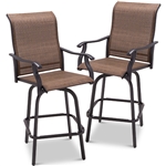 Set of 2 Brown All-Weather Mesh Swivel Barstools