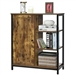 Modern Industrial Black Metal Brown Wood Sideboard Buffet Storage Shelf Cabinet