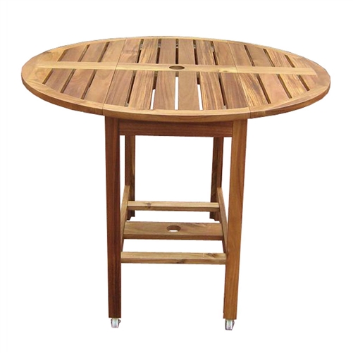 Kiln Dried Hardwood 39-inch Folding Patio Dining Table with Wheels