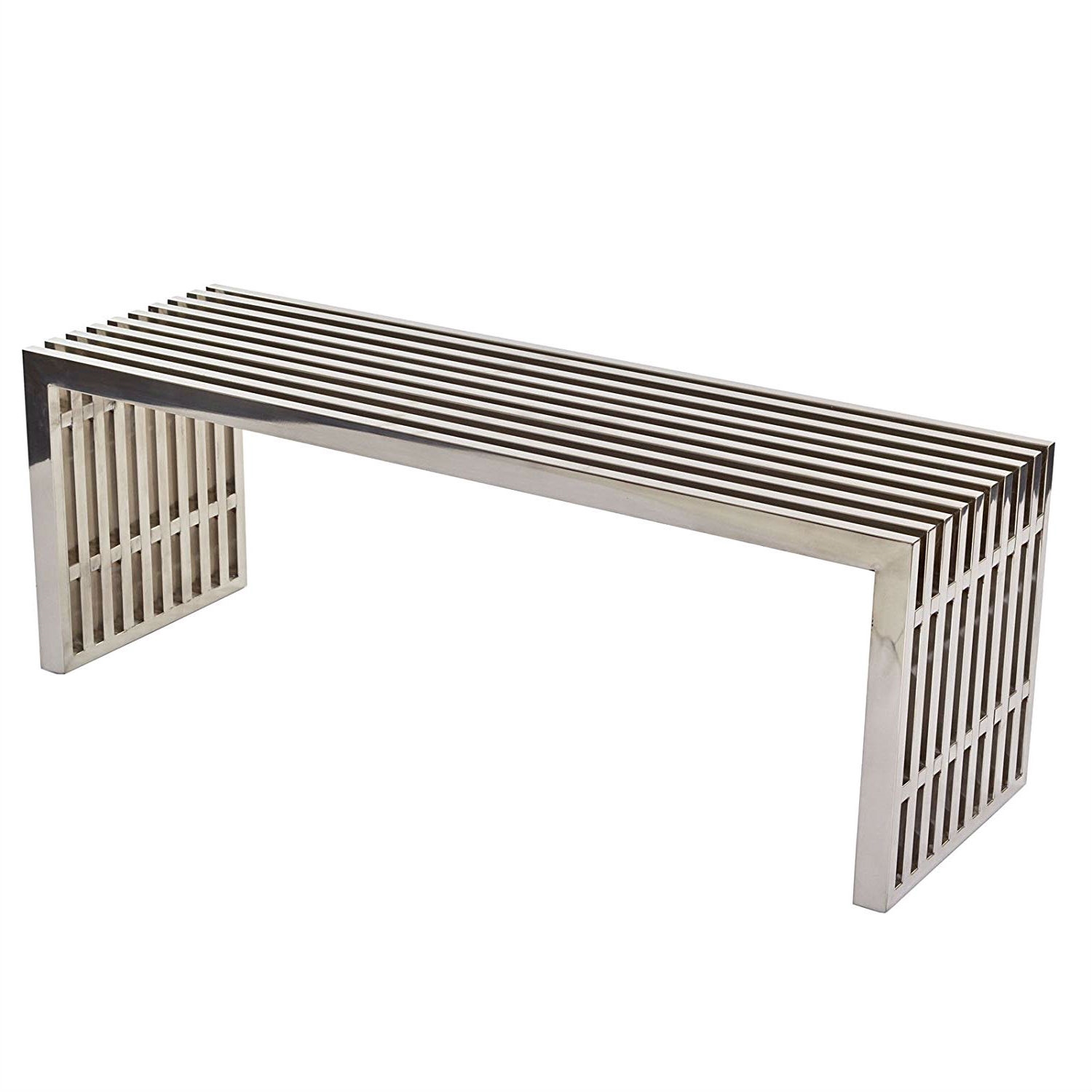 Modern Mid-Century Stainless Bench Accent Steel