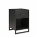 Modern 1-Drawer Bedroom Nightstand in Rustic Black Wood Finish with Metal Legs