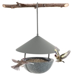 Small Hanging Bird Feeder with Metal Cone Rain Protector Top